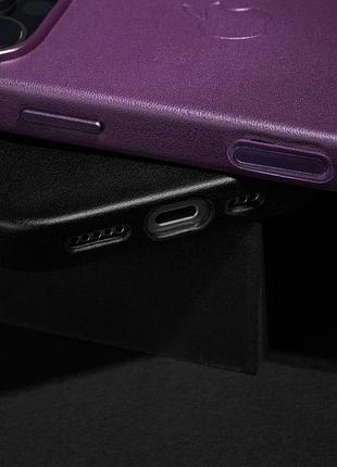 Кожаный чехол leather case (aaa) with magsafe and animation для apple iphone 16 (6.1") dark purple