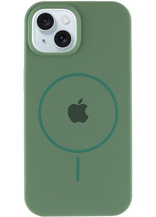 Чохол silicone case full protective (aa) with magsafe для apple iphone 15 plus (6.7") зелений / pine green 2