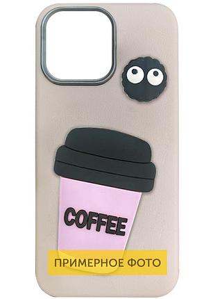 Чохол tpu leather toys для apple iphone 16e (6.1") coffee / pink