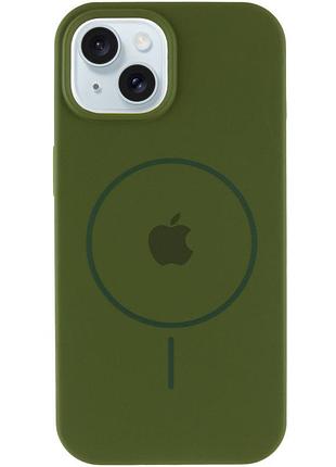 Чохол silicone case full protective (aa) with magsafe для apple iphone 15 plus (6.7") зелений / dark olive 2