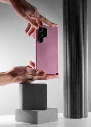 Кожаный чехол leather case metal buttons для samsung galaxy s24 ultra light pink