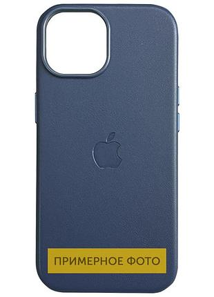 Кожаный чехол leather case (aaa) with magsafe and animation для apple iphone 16 (6.1") blue