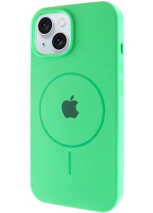 Чехол silicone case full protective (aa) with magsafe для apple iphone 15 plus (6.7") зеленый / spearmint
