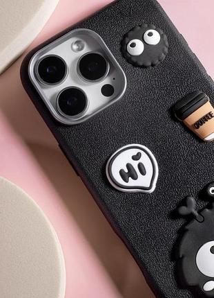 Чехол tpu leather toys для apple iphone 15 pro (6.1") monster / black