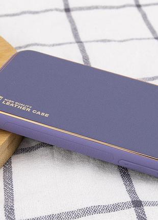 Кожаный чехол xshield для apple iphone 13 pro max (6.7") серый / lavender gray