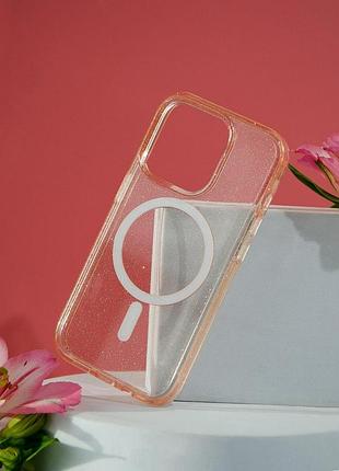 Чехол tpu galaxy sparkle (magfit) для apple iphone 13 pro max (6.7") gold+glitter