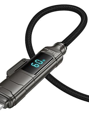 Дата кабель hoco u152 fortune 4in1 type-c to lightning/type-c to usb 240w (1.2m) black 3