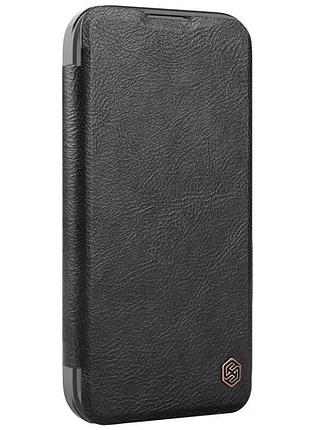 Кожаный чехол-книжка nillkin qin prop для apple iphone 16 pro (6.3") black