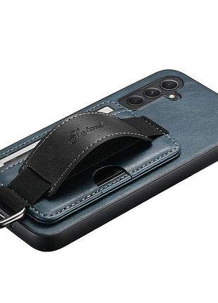 Кожаный чехол wallet case and straps для samsung galaxy s24+ синий / blue