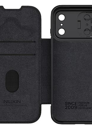 Кожаный чехол-книжка nillkin qin pro camshield для apple iphone 17 pro (6.3") black