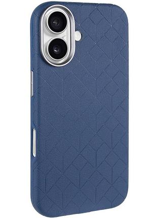 Кожаный чехол carved with magsafe для apple iphone 16 (6.1") blue