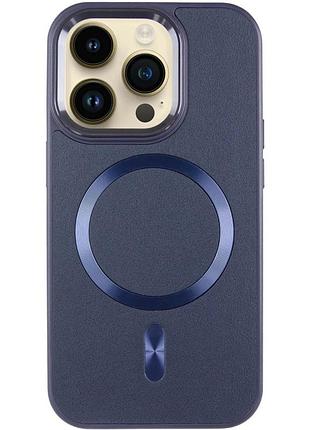 Шкіряний чохол snapcase with magsafe для apple iphone 14 pro max (6.7") dark blue 2