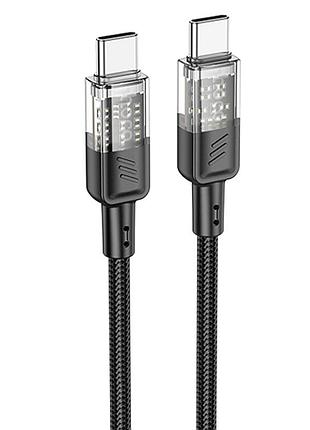 Дата кабель hoco u129 spirit transparent type-c to type-c 60w (1.2m) black 2