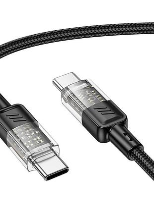 Дата кабель hoco u129 spirit transparent type-c to type-c 60w (1.2m) black 3