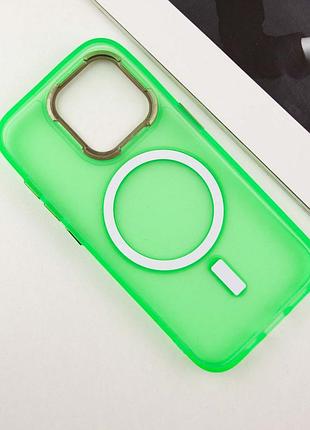 Чехол tpu+pc lily with magsafe для apple iphone 13 pro (6.1") neon green