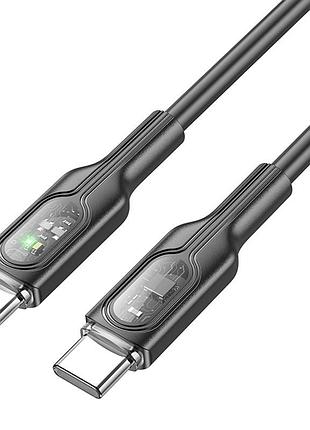 Дата кабель hoco u120 transparent explore intelligent power-off pd 60w type-c to type-c (1.2m) black 4