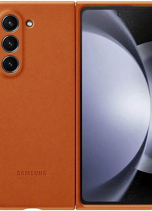Кожаный чехол leather case (aaa) для samsung galaxy z fold5 brown