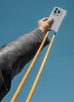 Чехол tpu transparent with straps для apple iphone 14 pro (6.1") orange / white