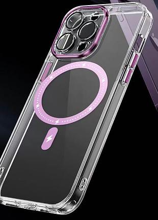 Чехол tpu+pc colorful with magsafe для apple iphone 13 pro max (6.7") pink