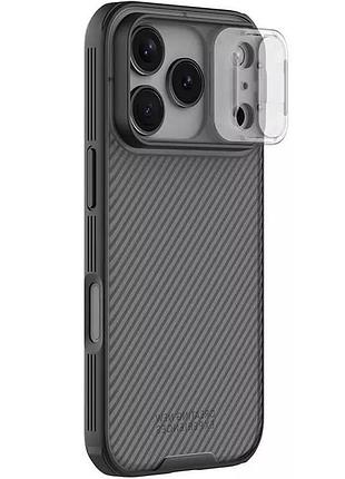 Карбоновая накладка nillkin camshield pro для apple iphone 17 pro max (6.9") transparent black