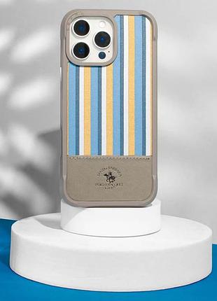 Кожаный чехол polo santa barbara isaac для apple iphone 16 pro (6.3") titanium grey