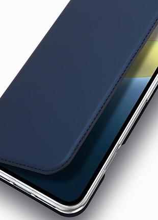 Чехол-книжка dux ducis с карманом для визиток для apple iphone 16 (6.1") синий