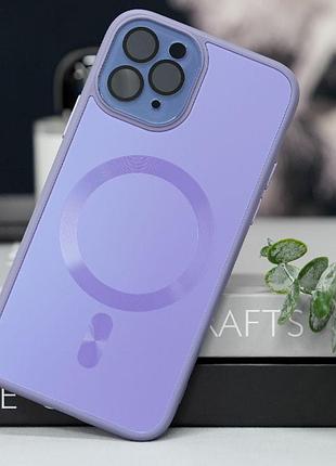 Чехол tpu+glass sapphire midnight with magsafe для apple iphone 13 pro max (6.7") сиреневый / dasheen