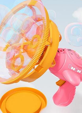 Пістолет для мильних бульбашок h035 bubble gun з пропелером 2in1 + bottle 250ml pink