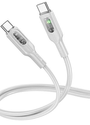 Дата кабель hoco u120 transparent explore intelligent power-off pd 60w type-c to type-c (1.2m) gray 2