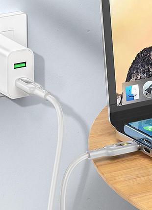 Дата кабель hoco u120 transparent explore intelligent power-off pd 60w type-c to type-c (1.2m) gray 4