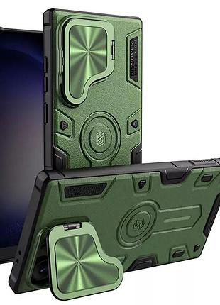 Tpu+pc чехол nillkin camshield armor prop для samsung galaxy s24 ultra dark green