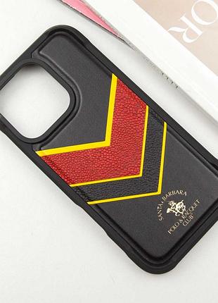 Кожаный чехол polo santa barbara barton для apple iphone 16 pro max (6.9") black / yellow