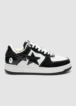 ⭐️ bape a bathing ape bape sta patent leather black/white