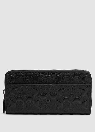 💵 coach accordion zip long wallet embossed black