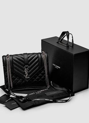 💎 saint laurent envelope medium in quilted leather silver 4