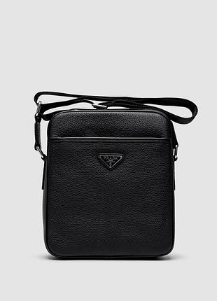 🦁 prada leather crossbody bag black 23 х 26.5 х 6.5 см