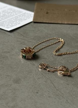 👑 bvlgari serpenti viper necklace 18k rose gold with malachite/diamonds