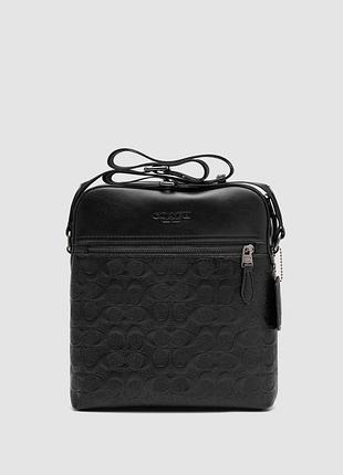 🦁 coach houston relief print cow leather flight bag black
