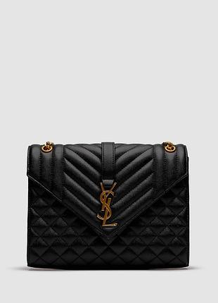 💎 saint laurent envelope medium in quilted grain de poudre embossed leather