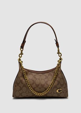 💎 coach juliet shoulder bag leather iin signature canvas beige