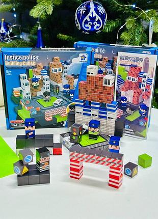 Магнитный конструктор полиция, 100 деталей, майкрафт