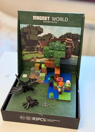 Магнитный конструктор "my world minecraft", майнкрафт, 83 детали