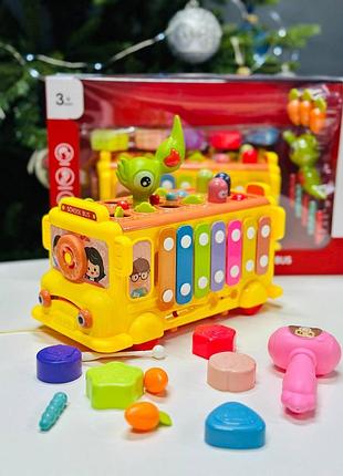Развивающая игра, школьный автобус, ксилофон, стукалка, сортер