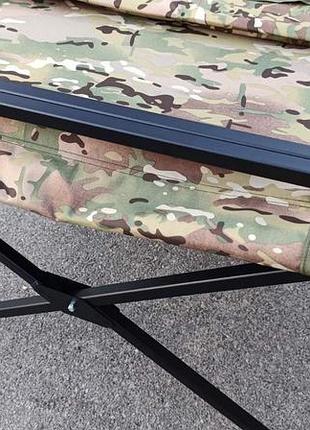Раскладушка xl 206*72*54 см дшв ( с боковым карманом + чехол в комплекте) сталь 20*20*2