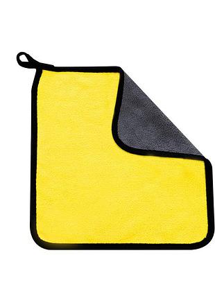 Двухстороннее микрофибровое полотенце lesko yellow+gray 30*30 см для сушки кузова авто