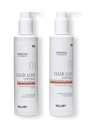 Шампунь + кондиціонер проти випадіння волосся hillary serenoa & рр hair loss control shampoo