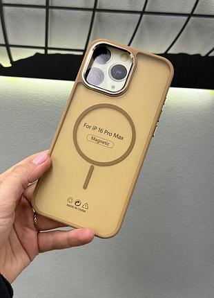 Чехол matte magsafe iphone 16 pro max,чохол прозрачный с магсейфом для телефона айфон 16 про макс (бежевый)