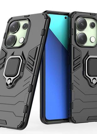Чехол fiji ring для xiaomi redmi note 13 бронированный бампер с кольцом подставкой черный