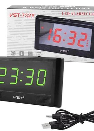 Годинник мережевий vst-732y-4 зелений