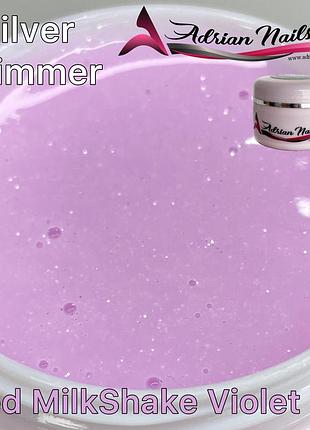 Молочно бузковий зі срібним шимером гель для нарощеня - led milkshake violet #1 50грам